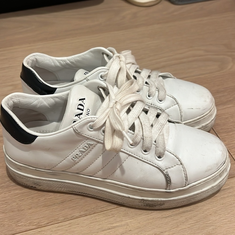 AUTHENTIC white and black Prada sneakers good condition - Picture 2 of 6